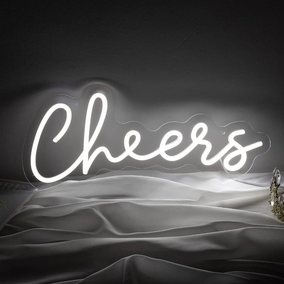 Urban Outfitters Other - Neon White Cheers Text Wall Hanging Anniversary Wedding Birthday Cute LED Sign